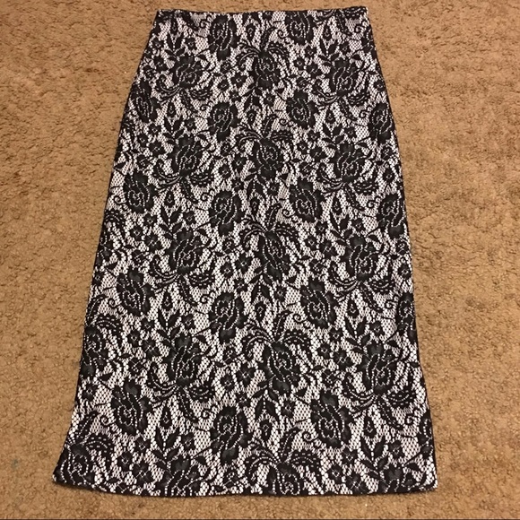 Courtenay Dresses & Skirts - Black and White Lace Skirt
